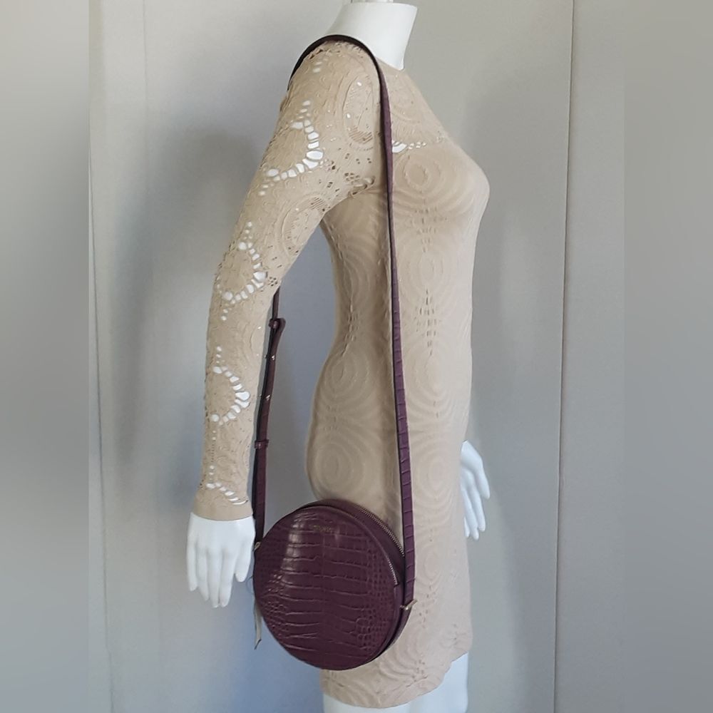 NINE WEST Round-About Mini Purple Croc Embossed Faux Leather Crossbody Bag - NWT
